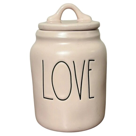 Rae Dunn "LOVE" Light Pink Baby Canister Jar - Picture 1 of 5